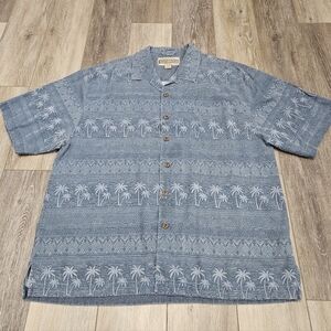 Jamaica Jaxx Silk Hawaiian Button Down Short Sleeve Shirt Dusty Blue Men's XL